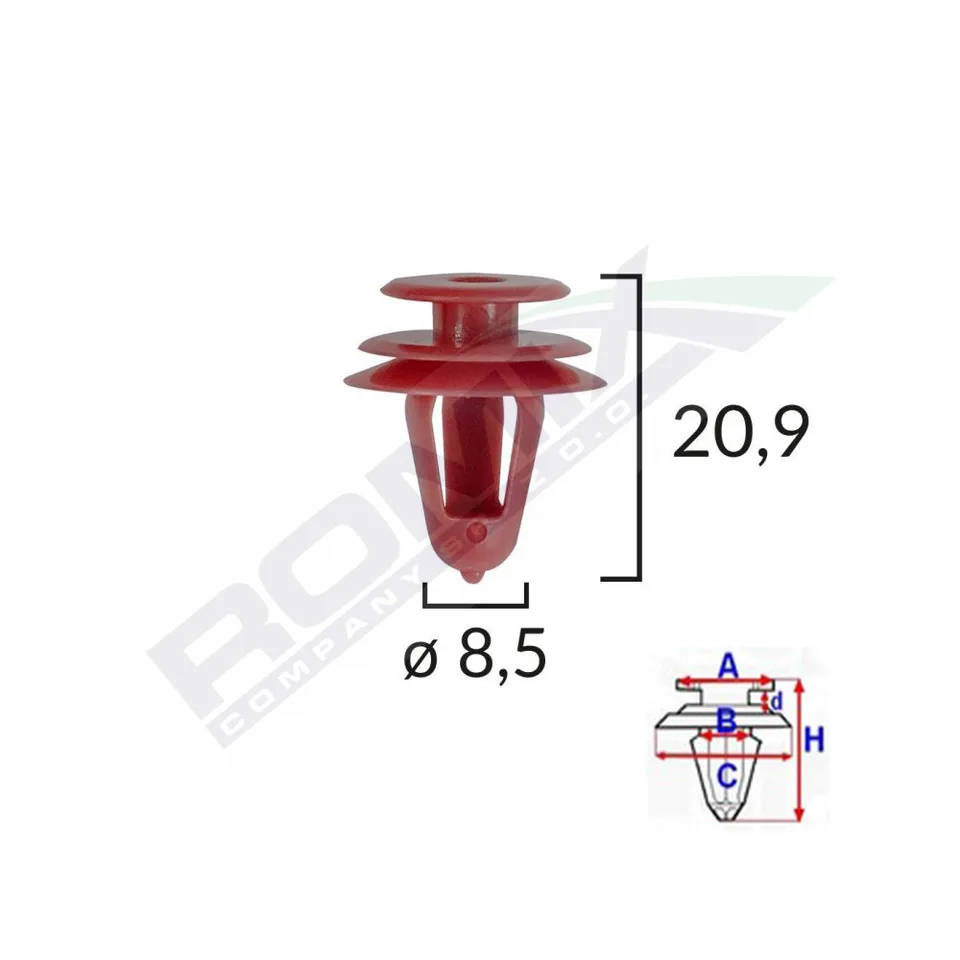 Clips Tapiterie Pentru Lexus/Suzuki/Toyota - 8.5X20.9Mm - Rosu Set 10 Buc, imagine produs