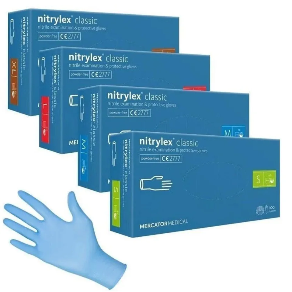 Manusi Protectie Albastre Din Nitril Classic L Set 100Buc Nitrylex, imagine produs