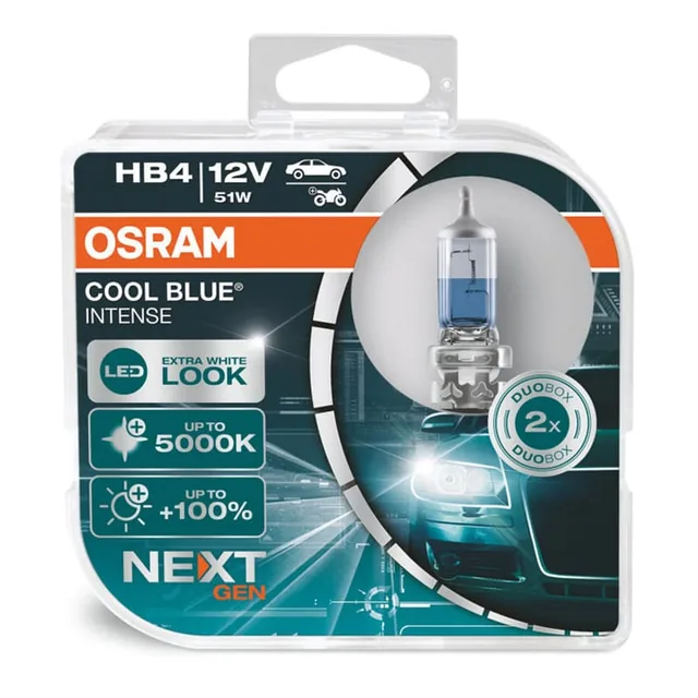 Set 2 Becuri 12V Hb4 51 W Cool Blue Intense Nextgen Osram, imagine produs