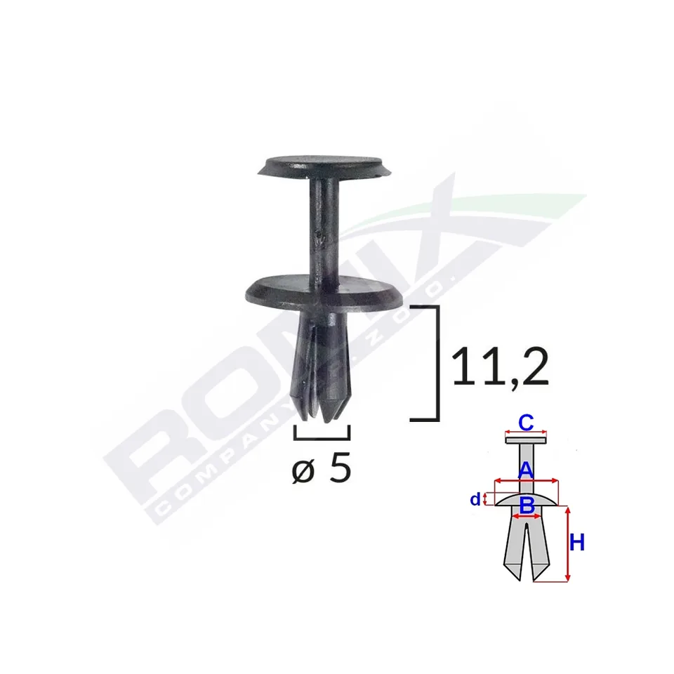 Clips Fixare Pentru Mercedes 5X11.2Mm - Negru Set 10 Buc, imagine produs