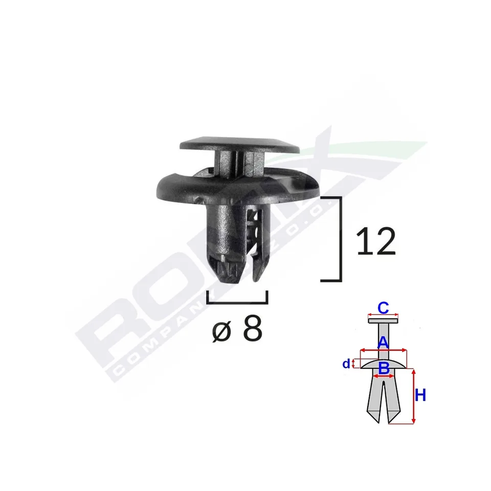 Clips Fixare Elemente Roata Pentru Honda/Mitsubishi 8X12Mm - Negru Set 10 Buc, imagine produs