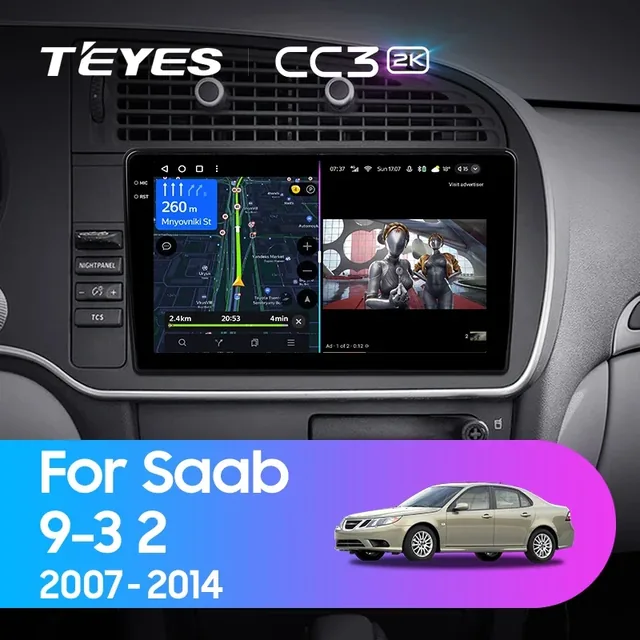 Navigatie Auto Teyes CC3L Saab 9-3 2007-2014 4+32GB 9" IPS Octa-core 1.6Ghz, Android 4G Bluetooth 5.1 DSP, imagine produs
