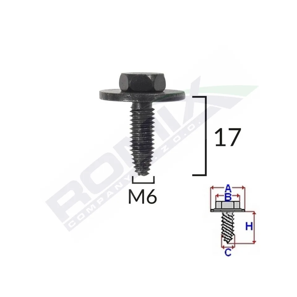 Surub Fixare Elemente Exterior Pentru Peugeot, Citroen 6X17Mm Set 5 Buc, imagine produs