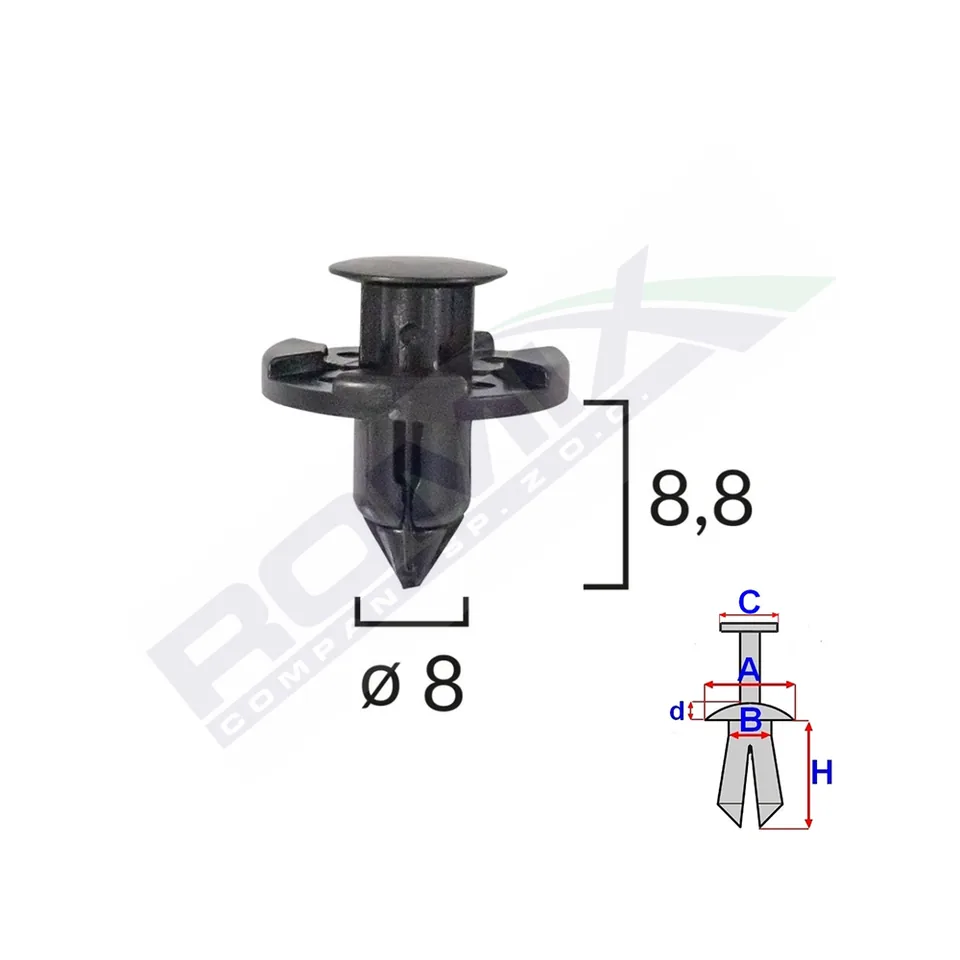 Clips Fixare Pentru Mazda/Toyota 8X9.7Mm - Negru Set 10 Buc, imagine produs