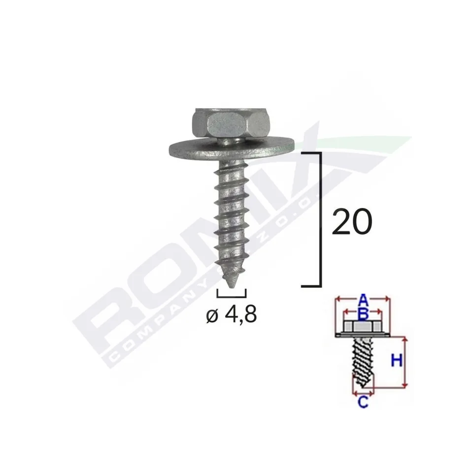 Surub Fixare Elemente Motor Pentru Toyota 4.8X20Mm Set 10 Buc, imagine produs