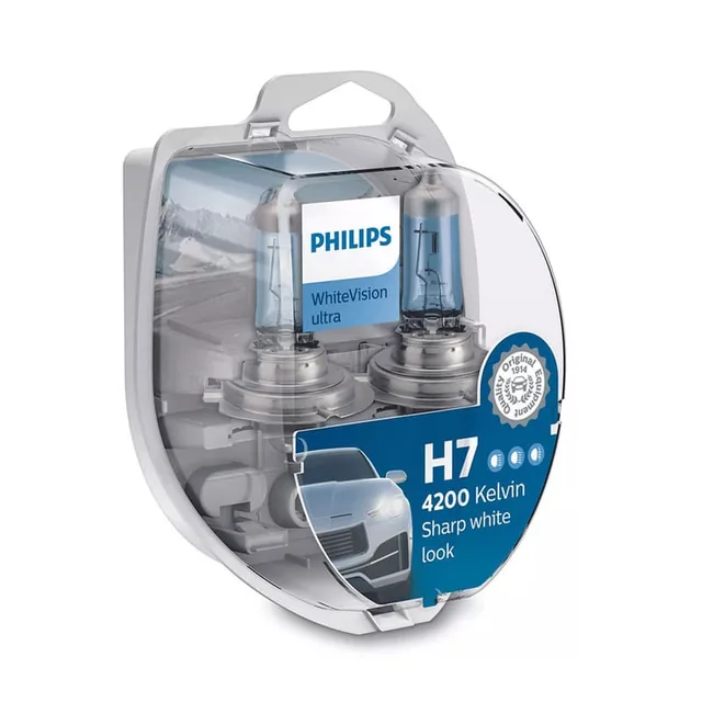 Set 2 Becuri Far H7/W5W Px26D 55W 12V White Vision Ultra Philips, imagine produs