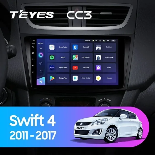 Navigatie Auto Teyes CC3 2K Suzuki Swift 4 2011-2017 4+32GB 9.5" QLED Octa-core 2Ghz Android 4G Bluetooth 5.1 DSP, imagine produs