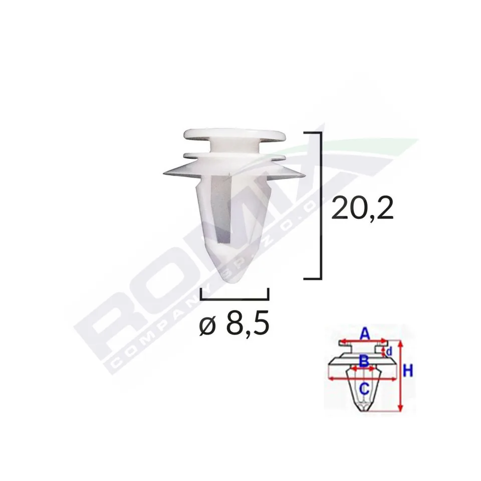 Clips Tapiterie Pentru Ford/Mini/Volvo/Mercedes 8.5X20.2Mm - Alb Set 10 Buc, imagine produs
