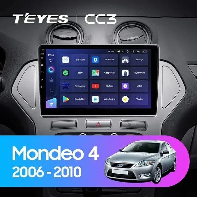 Navigatie Auto Teyes CC3 2K Ford Mondeo 3 2007-2014 4+32GB 10.36" QLED Octa-core 2Ghz Android 4G Bluetooth 5.1 DSP, imagine produs