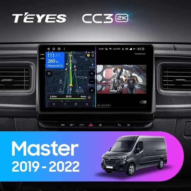 Navigatie Auto Teyes CC3 2K Renault Master 2019-2022 4+32GB 10.36" QLED Octa-core 2Ghz, Android 4G Bluetooth 5.1 DSP, imagine produs