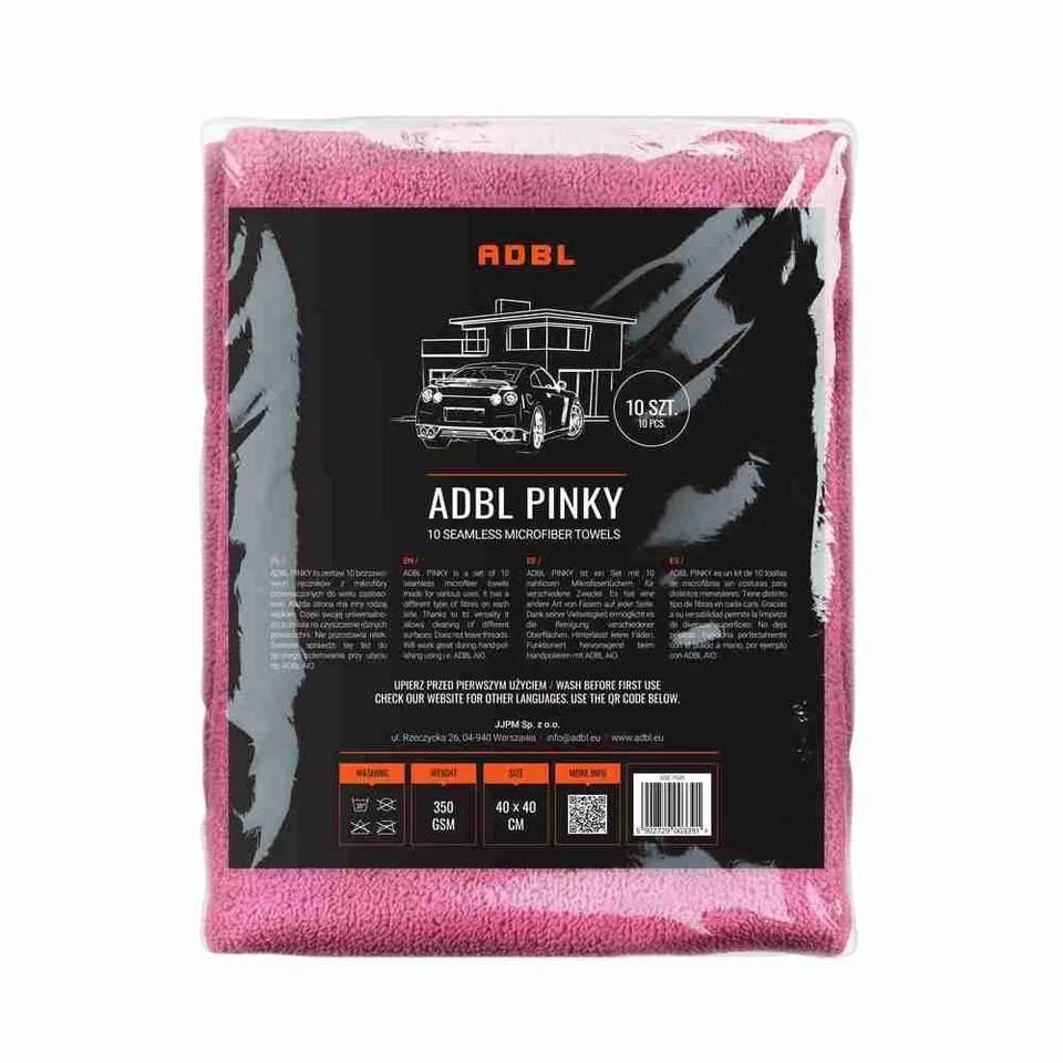 Set 10 Lavete Microfibră Fără Cusături – ADBL Pinky, 40x40 cm, 350 GSM, imagine produs