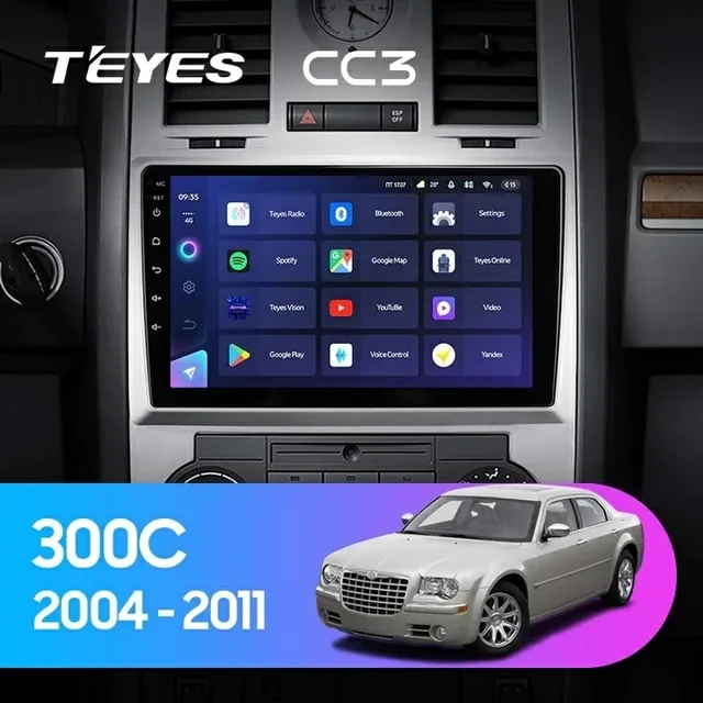 Navigatie Auto Teyes CC3 2K Chrysler 300C 2004-2011 4+32GB 9.5" QLED Octa-core 2Ghz Android 4G Bluetooth 5.1 DSP, imagine produs
