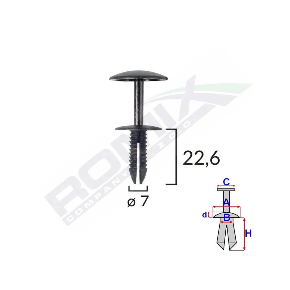 Clips Fixare Pentru Ford 7X22.6 - Negru Set 10 Buc, imagine produs