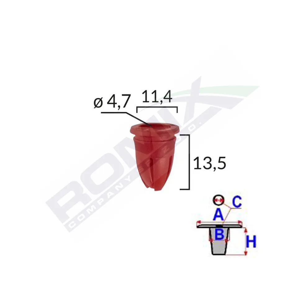 Clips Fixare Pentru Mercedes 11.4X13.5Mm - Rosu Set 25 Buc, imagine produs