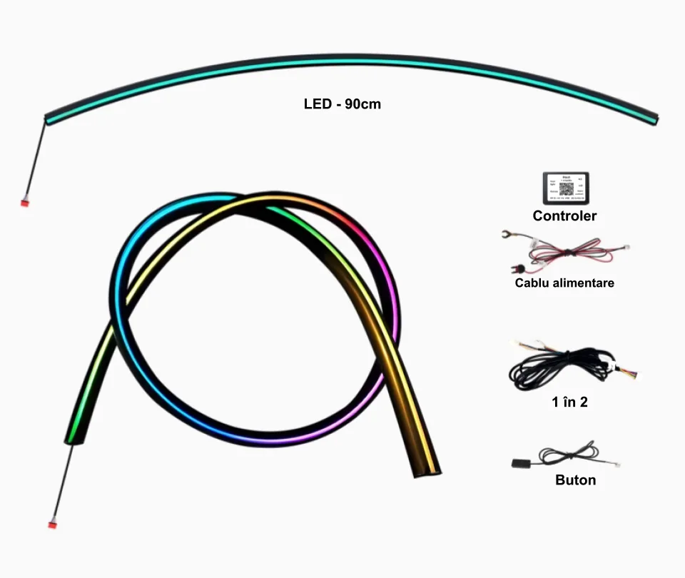 Lumini ambientale dedicate Universale , RGB Acrilice 2 in 1 Dinamice cu efect symphony, Control din Aplicatie Bluetooth / Buton, imagine produs