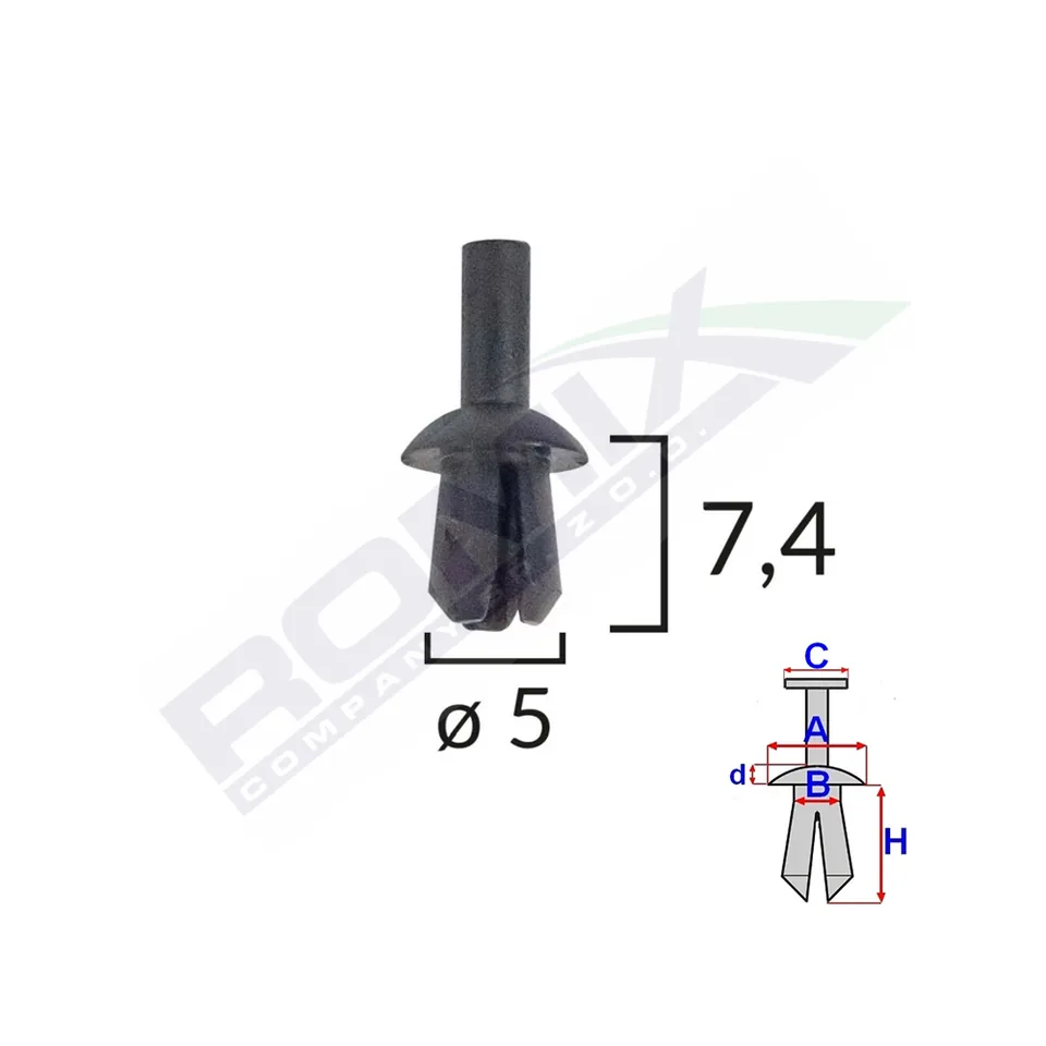 Clips Fixare Pentru Audi/Vw 5X7.4Mm - Negru Set 25 Buc, imagine produs