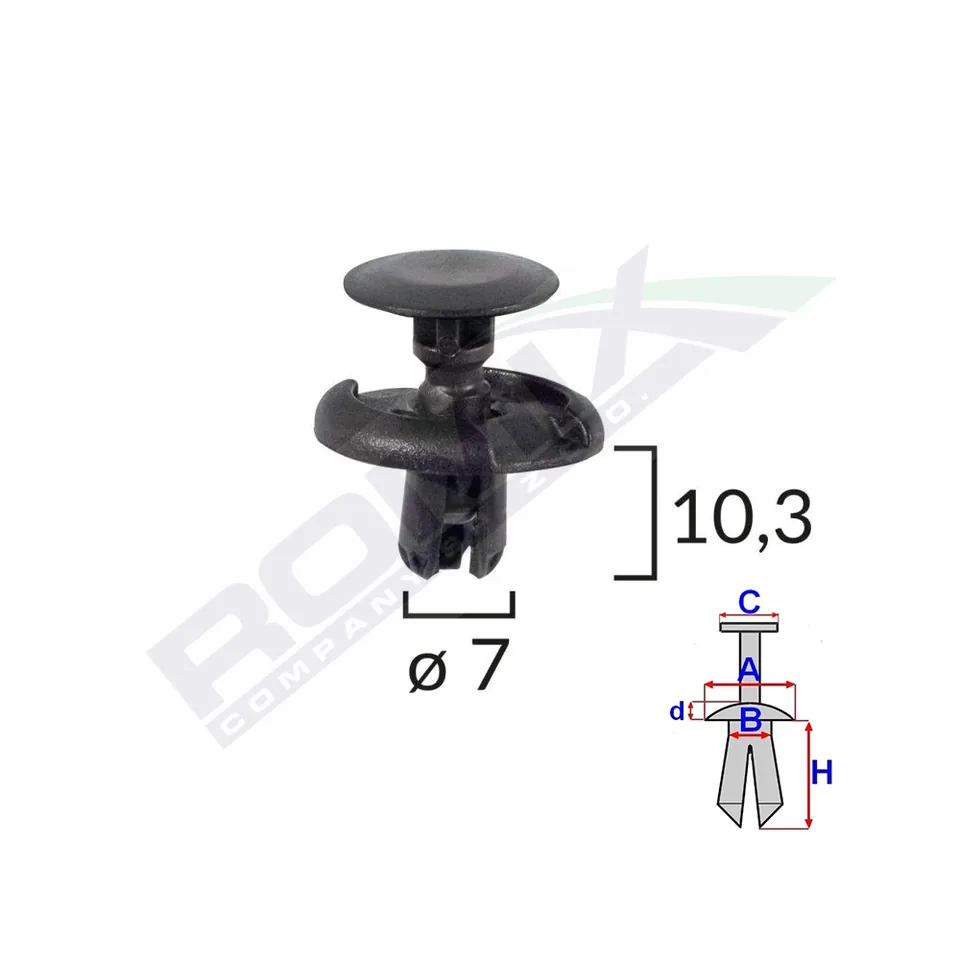 Clips Fixare Pentru Toyota/Suzuki 7X10.3Mm - Negru Set 10 Buc, imagine produs