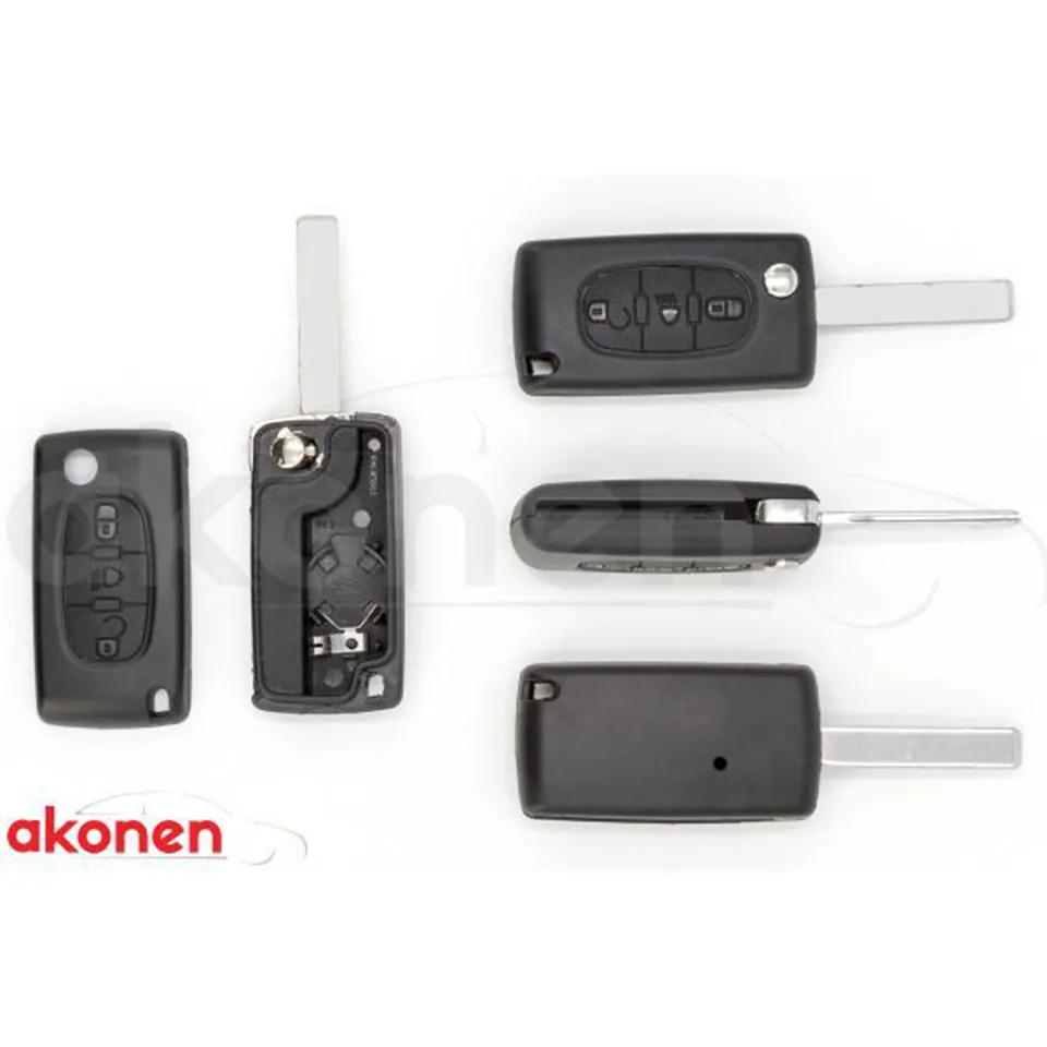 Carcasa Cheie Contact Pentru Citroen Berlingo / C2 / C3. 3 Butoane. Cu Cheie Akonen, imagine produs