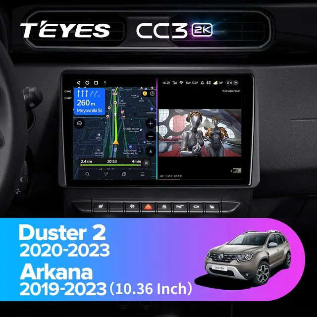 Navigatie Auto Teyes CC3 2K Dacia Duster 2 2023-2024 4+32GB 10.36" QLED Octa-core 2Ghz, Android 4G Bluetooth 5.1 DSP, imagine produs