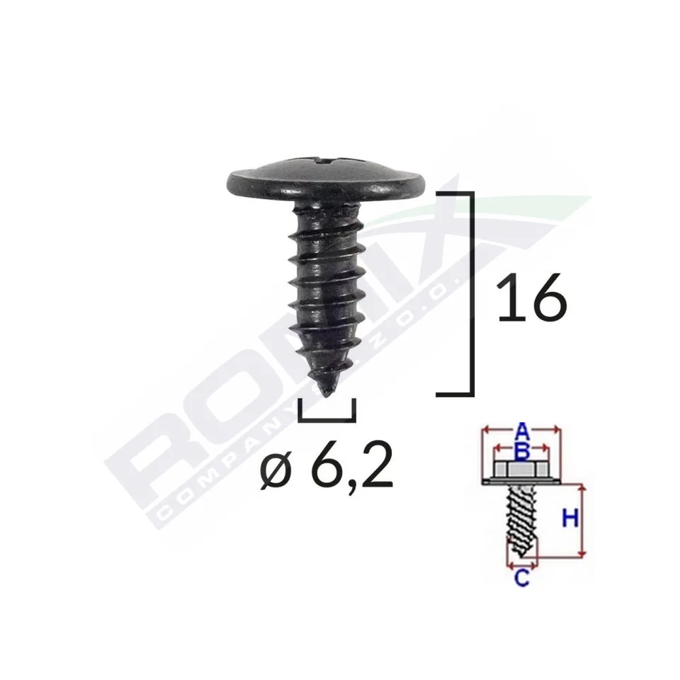 Surub Fixare Elemente Exterior Pentru Toyota, Kia, Hyundai 6.2X16Mm Set 10 Buc, imagine produs