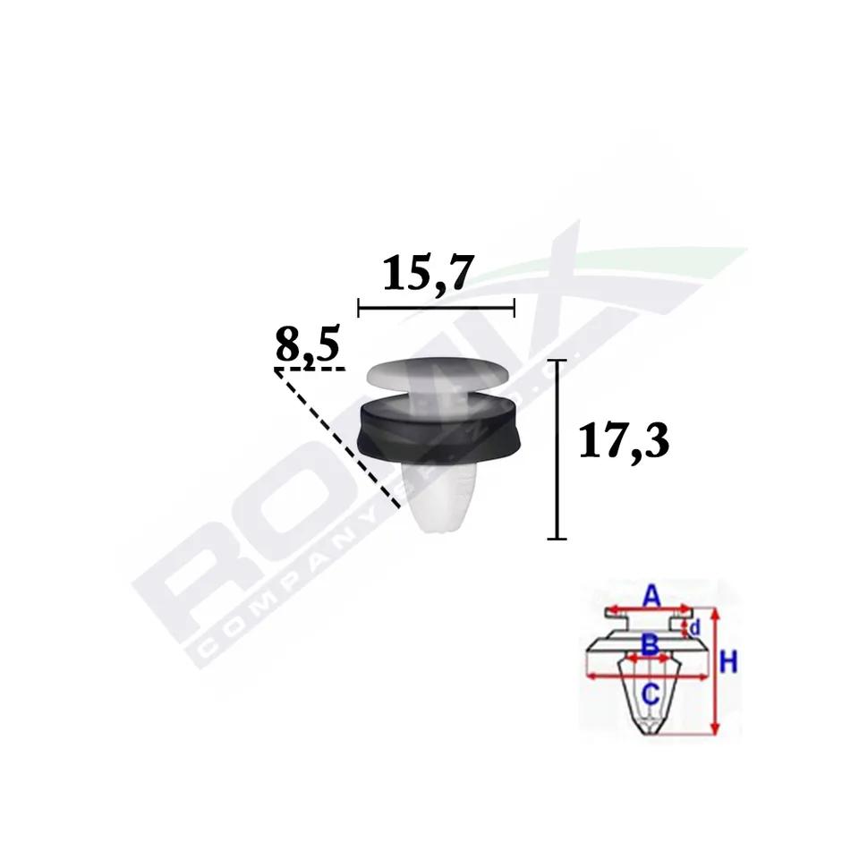 Clips Fixare Elemente Exterior Pentru Ford Transit 2014 - 8.5X17.3Mm Alb - Set 10 Buc, imagine produs