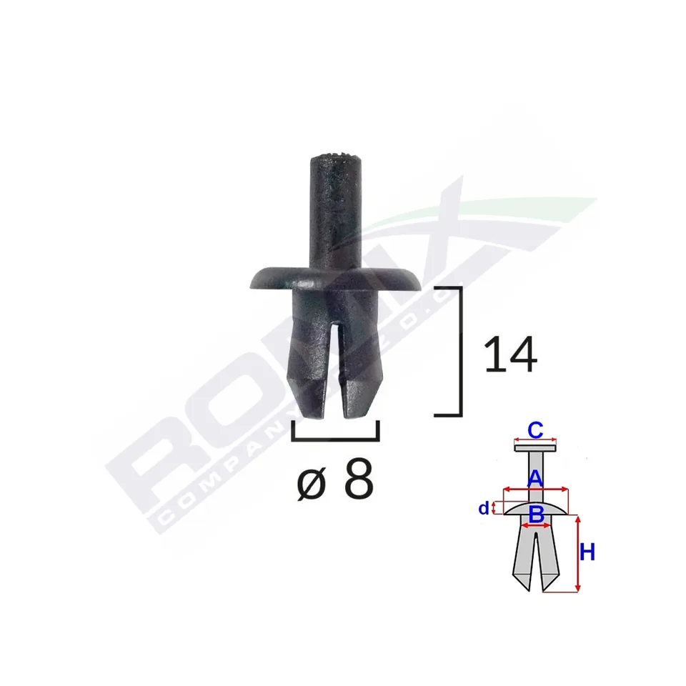 Clips Fixare Volvo 8X14Mm - Negru Set 10 Buc, imagine produs