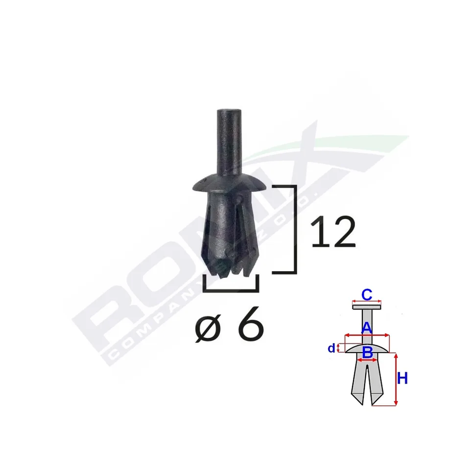 Clips Fixare Elemente Exterioare Pentru Opel 8X12Mm - Negru Set 10 Buc, imagine produs