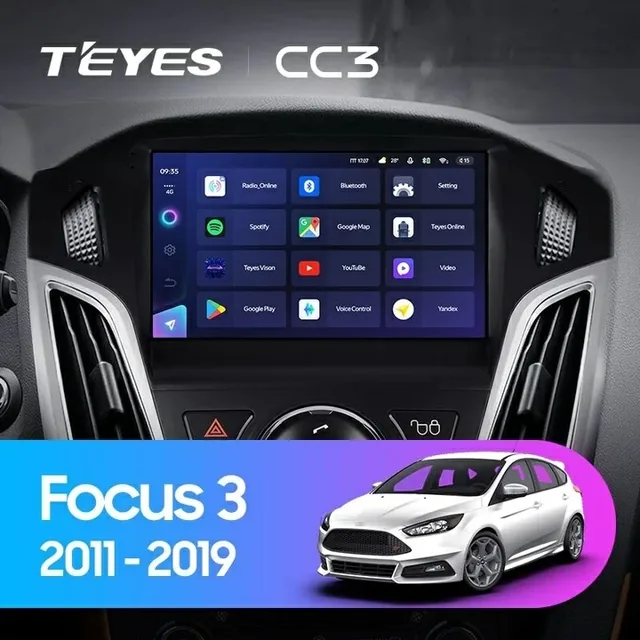Navigatie Auto Teyes CC3 Ford Focus 3 2010-2018 4+32GB 9" QLED Octa-core 1.8Ghz Android 4G Bluetooth 5.1 DSP, imagine produs