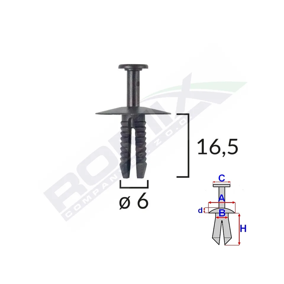 Clips Fixare Pentru Bmw/Mini/Opel 6X16.5Mm - Negru Set 10 Buc, imagine produs