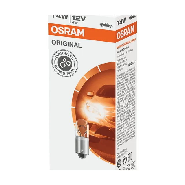 Bec 12V T4W Original Set 10 Buc Osram, imagine produs