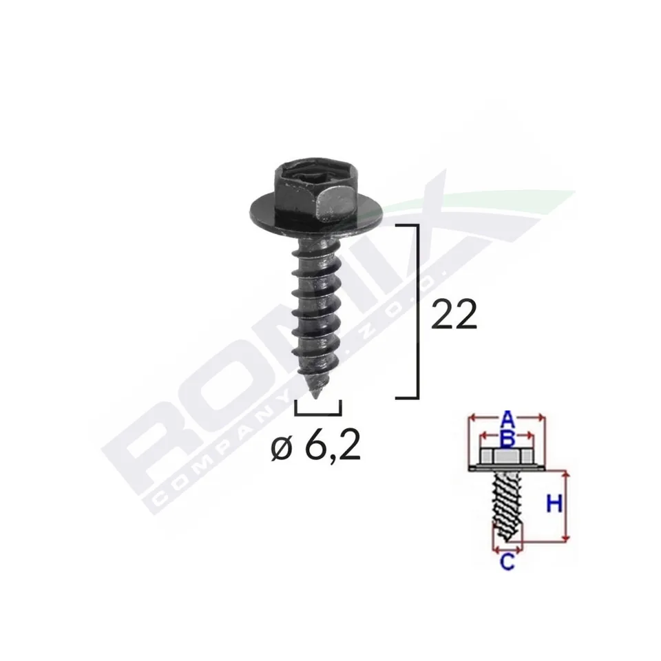 Surub Fixare Elemente Motor Pentru Toyota 6.2X22Mm Set 10 Buc, imagine produs