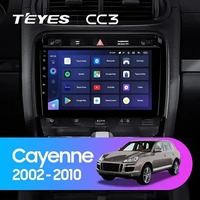 Navigatie Auto Teyes CC3 2K Porsche Cayenne 2002-2010 4+32GB 9.5" QLED Octa-core 2Ghz Android 4G Bluetooth 5.1 DSP, imagine produs