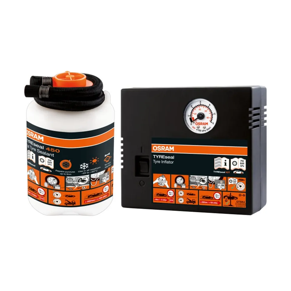 Kit Reparatii Anvelope (Compresor + Spray Reparatii Anvelope) Tyreseal Kit Osram, imagine produs