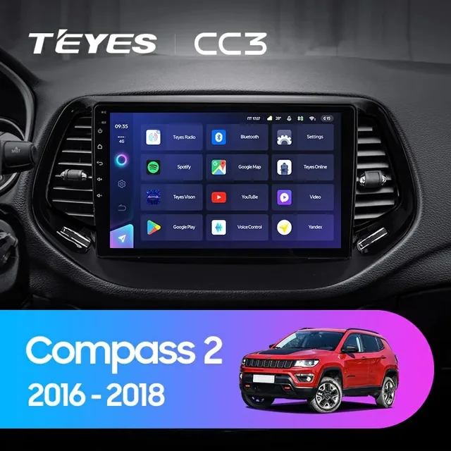 Navigatie Auto Teyes CC3L Jeep Compass 2 2016-2018 4+32GB 10.2" IPS Octa-core 1.6Ghz, Android 4G Bluetooth 5.1 DSP, imagine produs