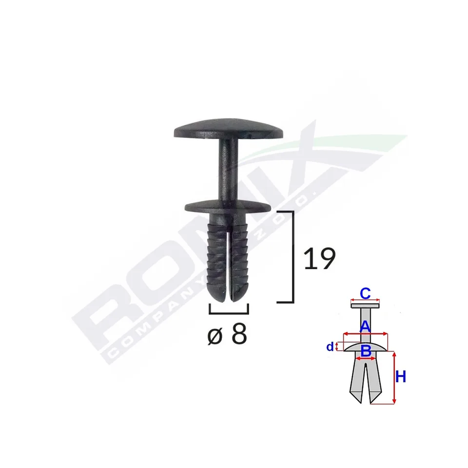 Clips Fixare Pentru Ford Universal - 8X19Mm - Negru Set 10 Buc, imagine produs