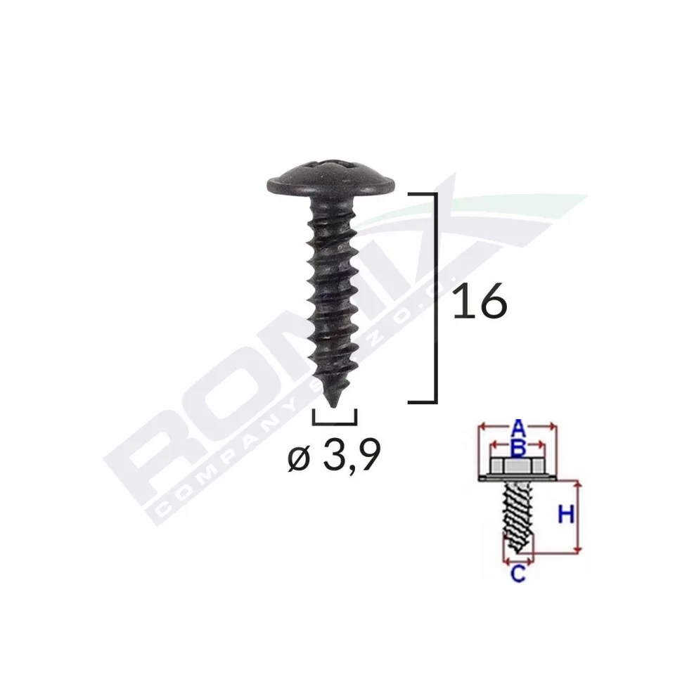 Surub Universal Fixare Negru 3.9X16Mm Set 25 Buc, imagine produs