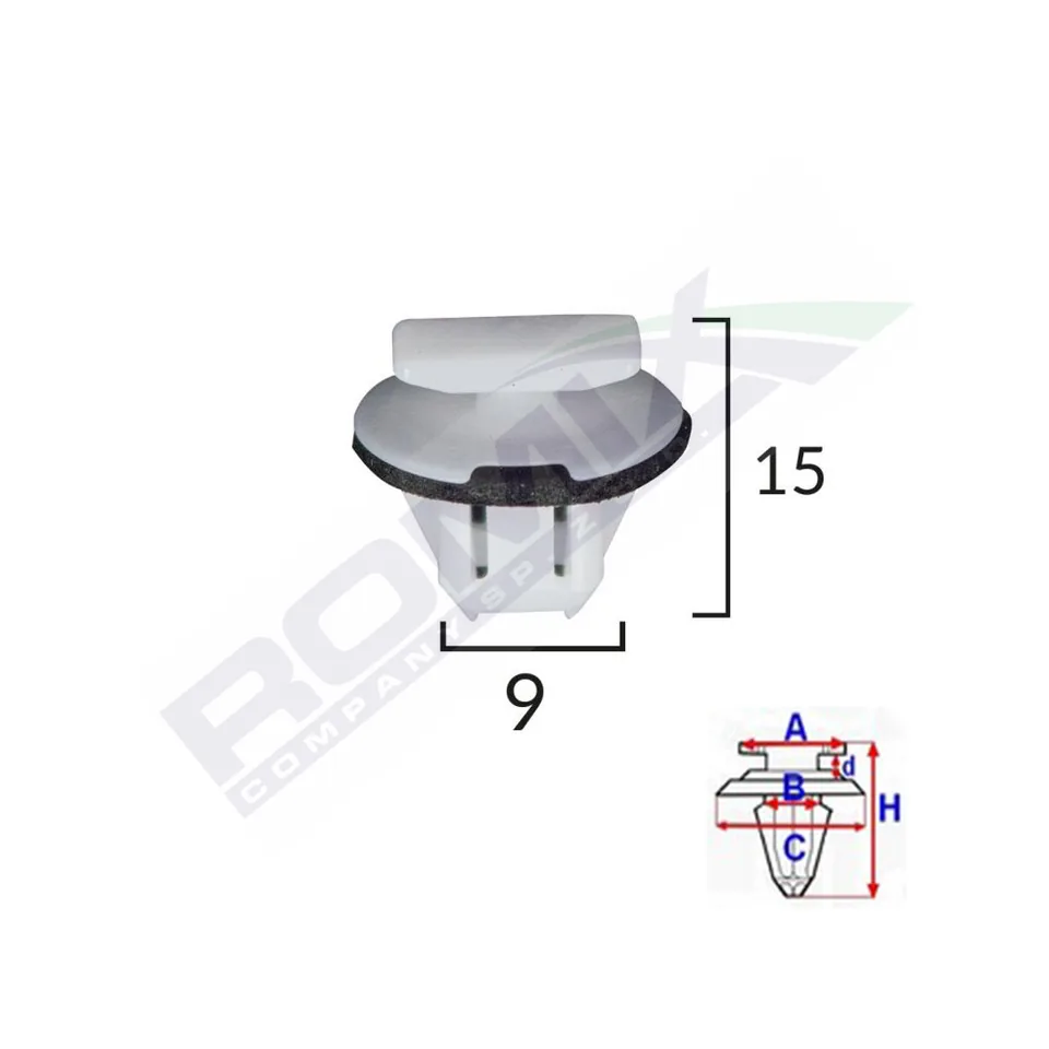 Clips Fixare Bara Protectie Pentru Nissan 9X15Mm Alb Set 5 Buc, imagine produs