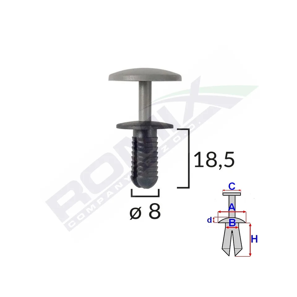 Clips Fixare Pentru Ford Universal - 8X18.5Mm - Negru Set 10 Buc, imagine produs