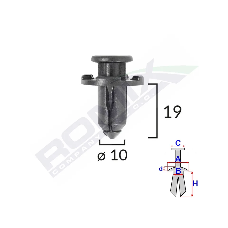 Clips Fixare Pentru Subaru 10X19Mm Negru - Set 10 Buc, imagine produs