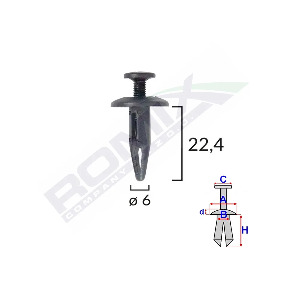 Clips Fixare Pentru Bmw/Gm 6X22.4Mm - Negru Set 10 Buc, imagine produs