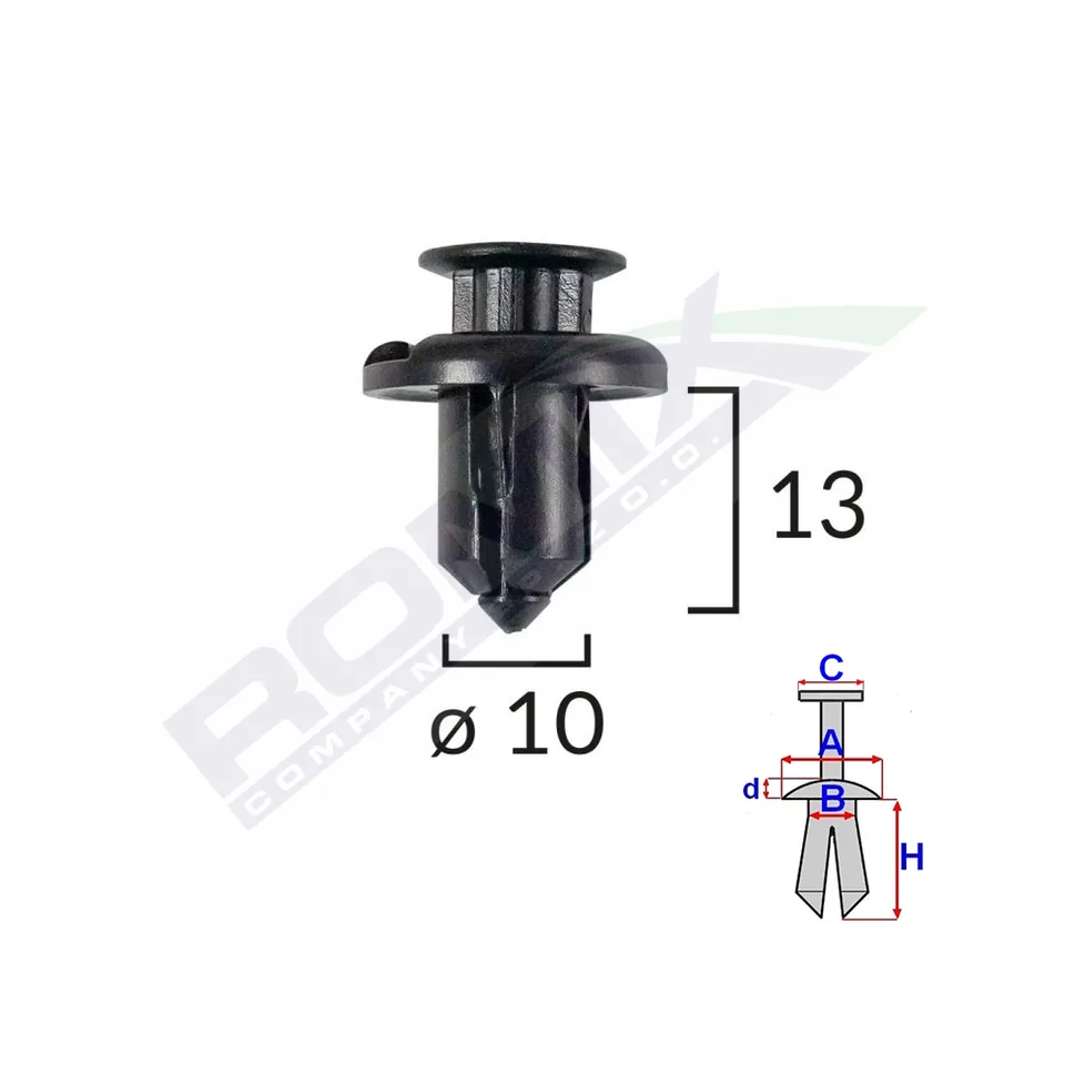 Clips Fixare Bara Fata Pentru Honda/Mitsubishi 10X13Mm - Negru Set 5 Buc, imagine produs