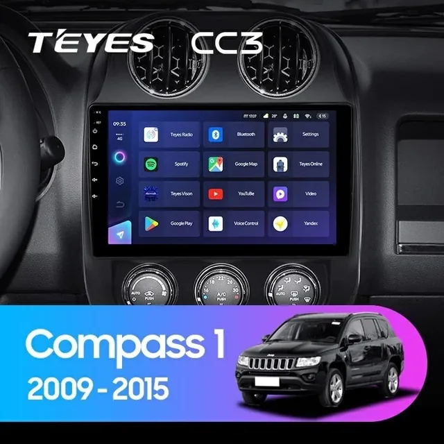 Navigatie Auto Teyes CC3 Jeep Compass 1 2009-2015 4+32GB 10.2" QLED Octa-core 1.8Ghz Android 4G Bluetooth 5.1 DSP, imagine produs