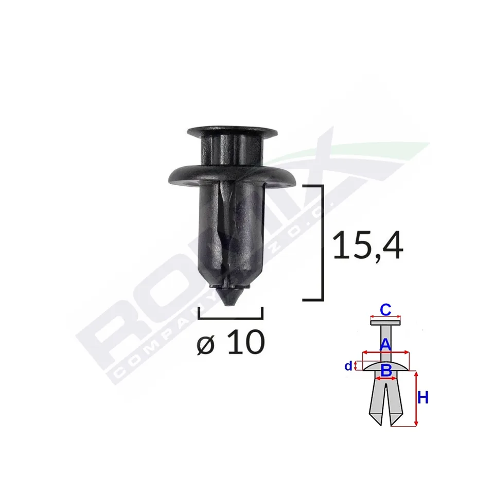 Clips Fixare Pentru Honda/Mazda 10X15.4Mm - Negru Set 10 Buc, imagine produs