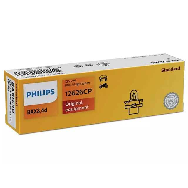 Bec Bord Bax 8.4D Soclu Light Green 12V 2W Set 10 Buc Philips, imagine produs