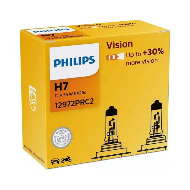 Set 2 Becuri Far H7 55W 12V Vision Philips, imagine produs
