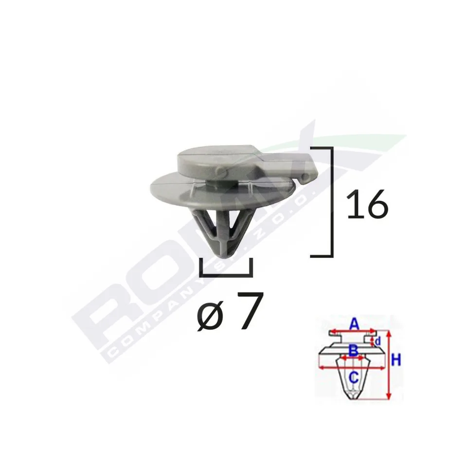 Clips Fixare Elemente Exterior Pentru Mini 7X16Mm Gri Set 5 Buc, imagine produs