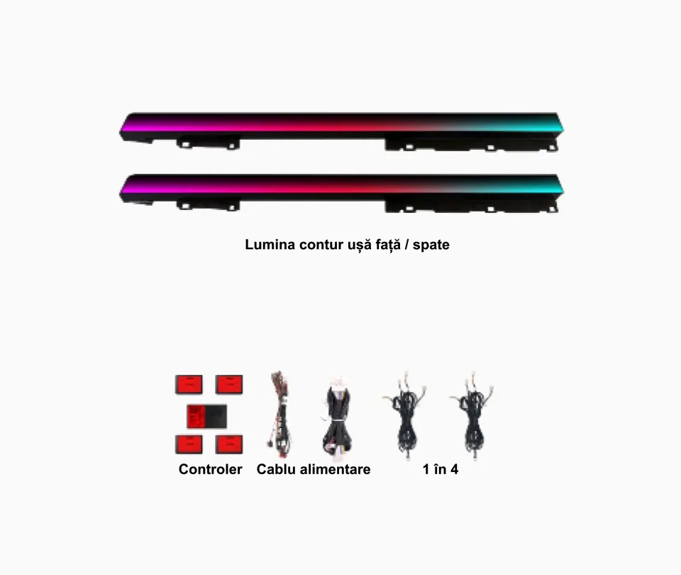 Lumini ambientale dedicate Tesla Model Y 2020-2023, RGB Acrilice 2 in 1 Dinamice cu efect symphony, Control din Aplicatie Bluetooth / Display original, imagine produs