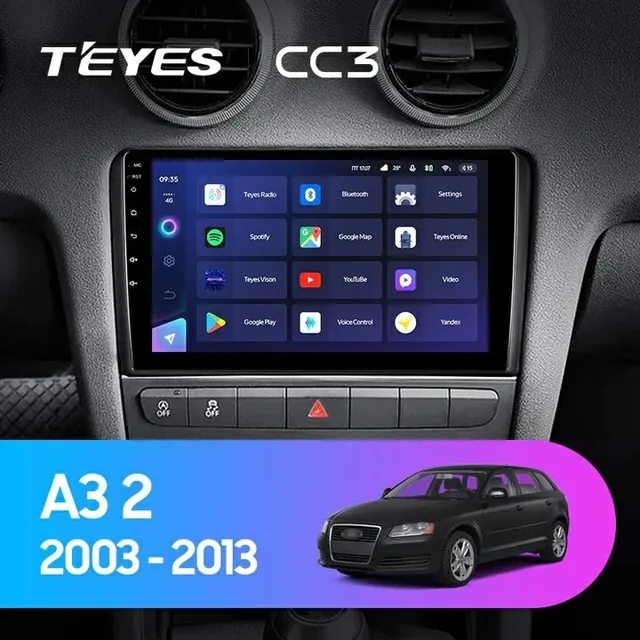 Navigatie Auto Teyes CC3 2K Audi A3 8P 2004-2013 4+32GB 9.5" QLED Octa-core 2Ghz Android 4G Bluetooth 5.1 DSP, imagine produs