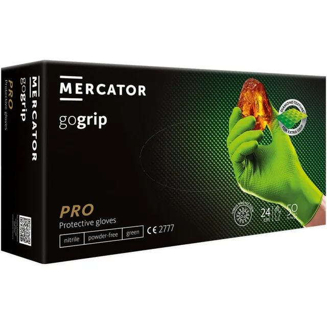 Manusi Din Nitril Culoare Verde Structura Diamantata L Set 50Buc, imagine produs