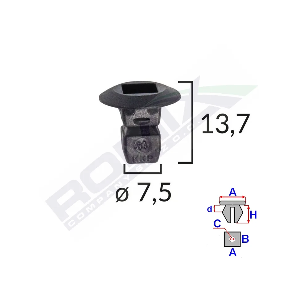 Clema Fixare Elemente Roata Pentru Grup Vag 7.5X13.7Mm Negru Set 10 Buc, imagine produs